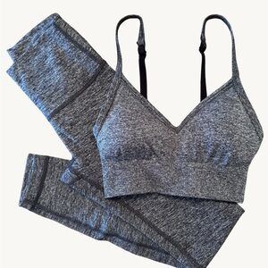 Lululemon Athletica Heather Gray Leggings and Bra Set